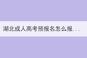 湖北成人高考预报名怎么报？在哪里报？