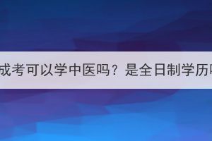 湖北成考可以学中医吗？是全日制学历吗？